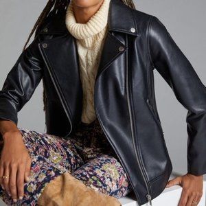 Anthropologie Avec Les Filles Relaxed Faux Leather Moto Jacket Size S NWT